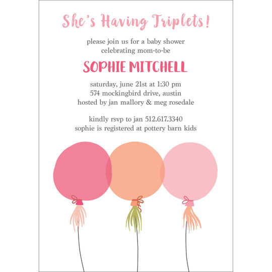 Tasseled Balloons Baby Shower Invitations